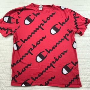 Champion Logo Men’s Bold Red Graphic Tee Size XL